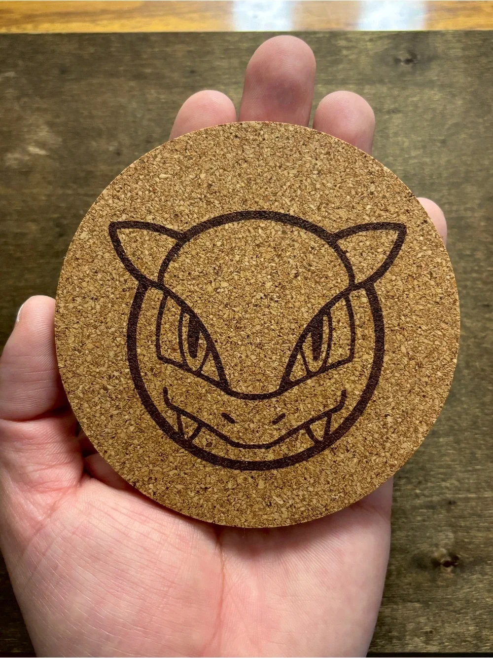 Pokemon Kangaskhan Face Laser Engraved Cork Coaster